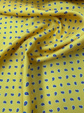 Italian Mini Paisley Printed Silk Twill - Yellow / Blue