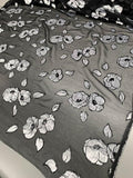 Italian Metallic Floral Panne Burnout Velvet - Black / Silver