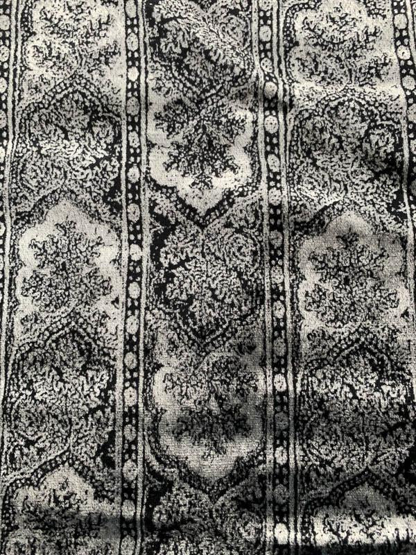 Persian Arches Striped Printed Velvet - Silver / Black