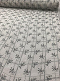 Floral Grid Printed Silk Chiffon - Black / White