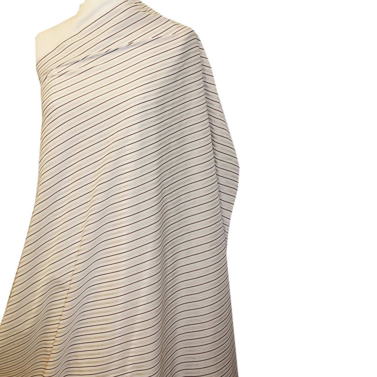Multistriped Cotton Shirting - White/Brown/Cream
