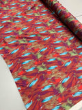 Italian Abstract Brushstroke Printed  Silk Charmeuse - Red / Purple / Multicolor