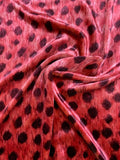 Italian Painterly Polka Dots Printed Velvet - Cherry Red