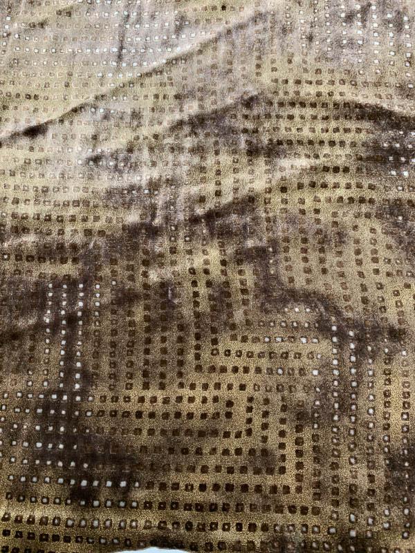 Geometric Embossed-Look Printed Velvet - Mocha Brown
