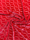 Geometric Art Deco Cut Velvet - Red