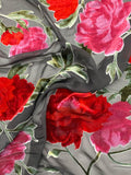 Italian Blooming Floral Vines Cut Velvet - Red / Pink / Green / Black