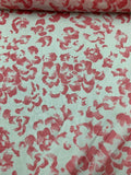Brushstroke Floral Printed Silk Chiffon - Raspberry / White