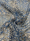 Animal Printed Silk Chiffon - Blue / Black / White