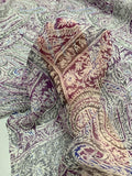 Paisley Printed Crinkled Silk Chiffon - Plum / Grey / Off-White