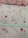 Delicate Floral Printed Silk Chiffon - Pink / Magenta / Grey-Teal