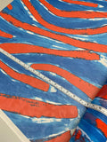 Painterly Streaks Printed Silk Chiffon - Red / White / Blue