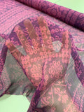 Bohemian Floral Printed Crinkled Silk Chiffon - Purple