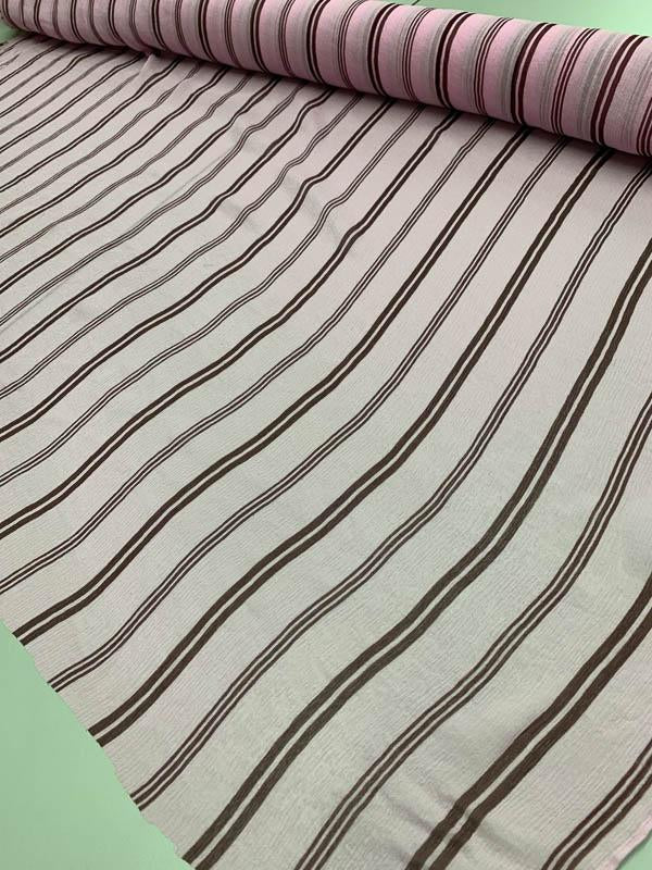 Striped Printed Crinkled Silk Chiffon - Lilac / Maroon