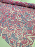 Ornate Paisley Printed Silk Chiffon - Lavender / Hot Pink