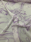 Romantic Sunflower Printed Crinkled Silk Chiffon - Lavender / Off- White