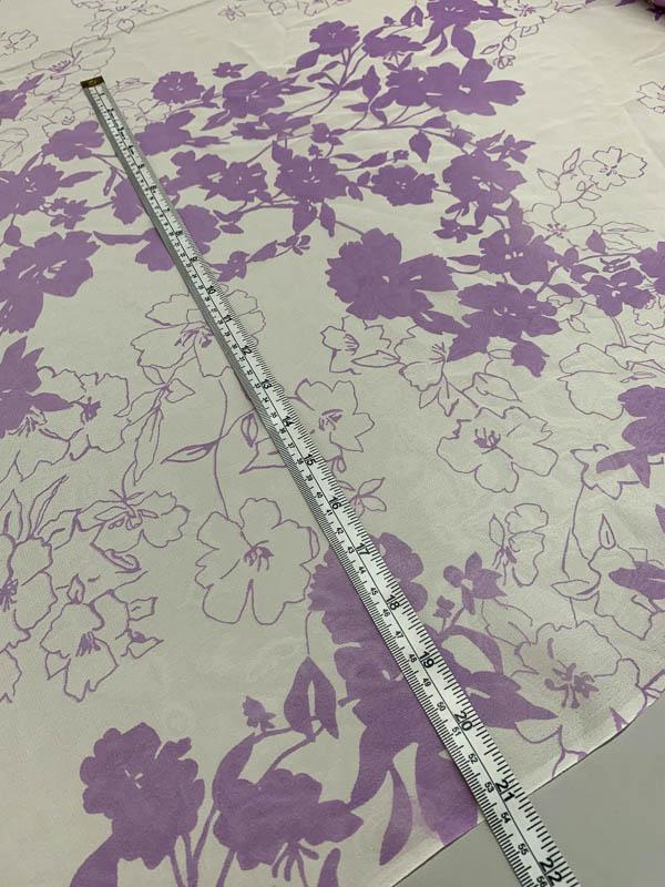 Floral Printed Silk Chiffon - Purple / Off-White