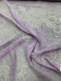 Floral Medallions Printed Silk Chiffon - Lavender / Light Grey