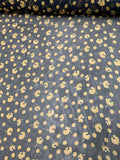 Graphic Floral Polka Dot Printed Silk Chiffon - Black / Yellow