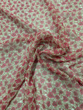 Baby Rosettes Printed Silk Chiffon - Magenta / Brown