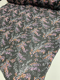 Trailing Orchid Printed Crinkled Silk Chiffon - Black / Lavender / Orange