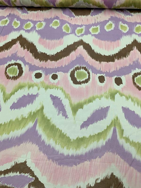 Abstract Ikat Printed Silk Chiffon - Pink / Lavender / Lilac / Green