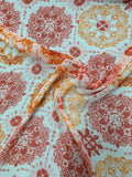 Kaleidoscope Printed Crinkled Silk Chiffon - Orange / Red / Pink / White