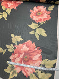 Large Floral Printed Silk Chiffon - Blush / Green / Black