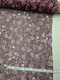 Floral Printed Crinkled Silk Chiffon - Plum / Burgundy / White