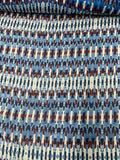 Boho Geometric Striped Printed Silk Chiffon - Blue / Red / White