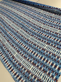 Boho Geometric Striped Printed Silk Chiffon - Blue / Red / White