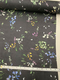 Leafy Branches Satin-Finished Printed Silk Chiffon - Black / Green / Indigo / Purple