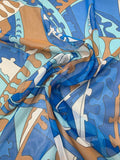 Pucci-esque Printed Silk Chiffon - Blue / Mocha / White
