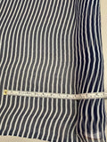 Striped Printed Crinkled Silk Chiffon - Navy / White