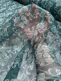 Floral Vined Printed Silk Chiffon - Teal
