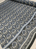 Medallion Border Printed Silk Chiffon - Blue / Black / Grey