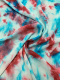 Tie-Dye Printed Silk Chiffon - Blue / Red / White