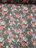 Floral Printed Silk Chiffon - Salmon Pink / Indigo / Black / White