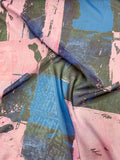 Abstract Modernist Printed Silk Chiffon - Pink / Blue / Navy