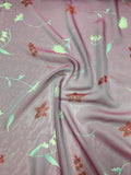 Iridescent Floral Printed Silk Chiffon - Magenta / Red / Blue-Grey