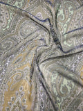 Iridescent Paisley Printed Silk Chiffon - Navy / Multicolor