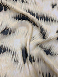 Abstract Tie-Dye Style Printed Silk Chiffon - Black / Yellow / Taupe