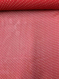 Mini Polka Dot Printed Silk Chiffon - Red / Tan