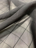 Windowpane Jacquard Weave Silk Chiffon - Black