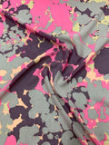 Splatter Printed with Thin Stripe Lines Heavy Silk Chiffon - Hot Pink / Purple / Tan / Grey Taupe