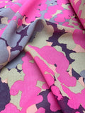Splatter Printed with Thin Stripe Lines Heavy Silk Chiffon - Hot Pink / Purple / Tan / Grey Taupe