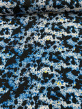 Abstract Splatter Printed Silk Crepe de Chine - Blue / Black / White / Yellow