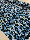 Abstract Splatter Printed Silk Crepe de Chine - Blue / Black / White / Yellow