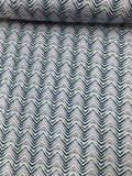 Chevron Printed Silk Crepe de Chine - Blue / Grey