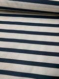 Italian Novelty Striped Basketweave Heavy Silk Gazar - Navy / Off-White