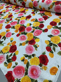 Italian Floral Jacquard Cotton Brocade - Multicolor